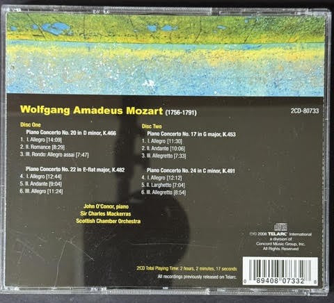 Mozart – Everybody's Mozart: Piano Concertos No. 17, 20, 22 & 24 (2 CD, 2008, Telarc 2CD-80733, John O'Conor / Sir Charles Mackerras / Scottish Chamber Orchestra)