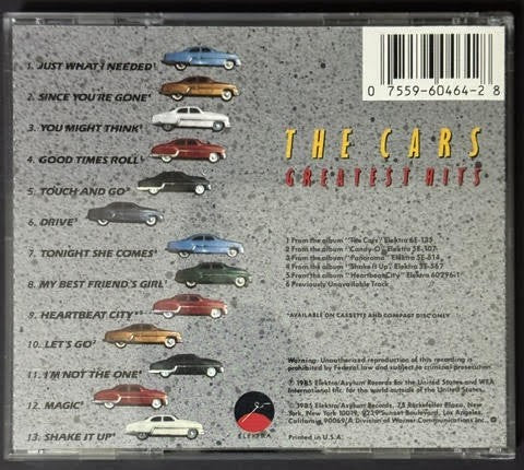 Title The Cars – The Cars Greatest Hits (CD, 1985, Elektra 60464-2 / 9 60464-2, Victor Japan)