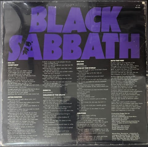 Black Sabbath – Master Of Reality (Vinyl LP, 1971, Warner Bros. Records BS 2562, Stereo, Pitman Pressing, Embossed Cover)